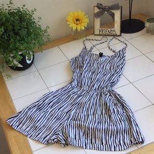 ‘Divided’ Vertical Striped Comfy Romper